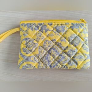 Yellow and Gray Quilted Wristlet